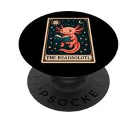 Tarjeta de Tarot The Readsolotl Axolotl Bookworm Book Reader PopSockets PopGrip Adhesivo