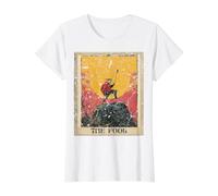 Tarjeta de Tarot Vintage Distressed The Fool Camiseta gráfica económica, Mujer, Blanco, M