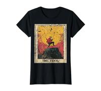 Tarjeta de Tarot Vintage Distressed The Fool Camiseta gráfica económica, Mujer, Negro, XS