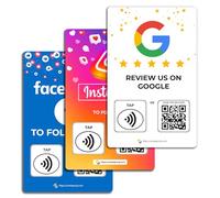 Tarjeta de toque NFC social | Revisión de código QR | Revisión sin contacto | Tarjeta NFC Tap (Paquete de 3 tarjetas sociales)