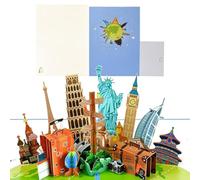Tarjeta de viaje desplegable 3D, tarjeta de regalo para viajes, cupón para billetes de avión, tarjeta de cupón 3D, para viajes o como cupón de viaje por la ciudad