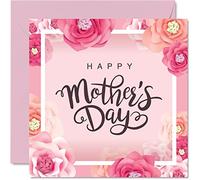 Tarjeta del día de la madre para mamá, ramo de flores florales, tarjeta feliz del día de la madre para madre de hijo, hija, 145 mm x 145 mm, hermosas tarjetas de felicitación de temporada para mamá, mamá, mamá, mamá, mamá