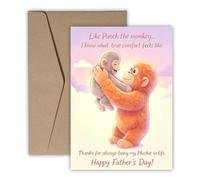 Tarjeta del día del padre, tarjeta del día del padre con diseño de mono ponche cálido y espacio de mensaje en blanco, tarjeta del día del padre con sobre marrón, regalo pensado para el día del padre