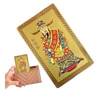 Tarjeta del Dios de la Riqueza,Decoración Portátil de Cobre Dorado | Decoración de la Deidad de la Prosperidad China | Para Coche Mesa De Comedor Escaparate Casa Escuela Oficina Café