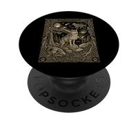Tarjeta del Tarot de la constelación del Lobo Celestial místico PopSockets PopGrip Adhesivo