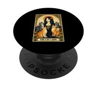 Tarjeta del Tarot de la señora del Gato, gótico, Amante de los Gatos, Arte Floral Brujo PopSockets PopGrip Adhesivo