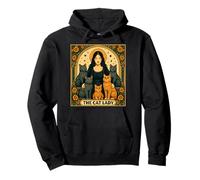 Tarjeta del Tarot de la señora del Gato, gótico, Amante de los Gatos, Arte Floral Brujo Sudadera con Capucha
