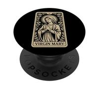 Tarjeta del Tarot de la Virgen María - Fe Cristiana Vintage PopSockets PopGrip Adhesivo