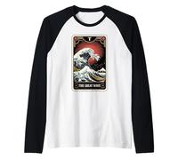 Tarjeta del Tarot del Sol Japonés La Gran Ola Fuera Kanagawa Camiseta Manga Raglan