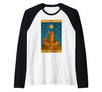 Tarjeta del Tarot Ermitaño Gato místico en caja Gato divertido Camiseta Manga Raglan