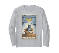 Tarjeta del Tarot Ermitaño Gato místico en Caja Gato Divertido Manga Larga