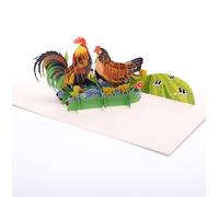 Tarjeta desplegable 3D con forma de gallo o pollo | Tarjeta de felicitación con forma de pollo hecha a mano | Tarjeta en blanco para ponerse bien o dar las gracias | Tarjeta de felicitación | Tarjeta