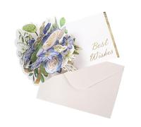 Tarjeta Desplegable con Flor, 3D Pop-up Tarjeta de Cumpleaños, 13,5 x 11,3 cm, Hecha Tarjeta con Sobre para Mamá, Niña, Cumpleaños, Graduación, Día de San Valentín, Aniversarios (Azul)