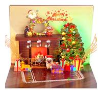 Tarjeta desplegable de Navidad con música y luz 3D Tarjeta de chimenea navideña con llama soplable con sobre para niños, niñas, mujeres, hombres, regalo de Navidad
