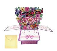 Tarjeta desplegable para el día de la madre, decoración del hogar del día de la madre, tarjetas de felicitación de flores conmovedoras para mamá, etiqueta de nota significativa para festivales