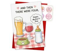 Tarjeta divertida con texto en inglés "And Then There Were Four" para el día de la madre, regalo para madre, su primera vez, mamá, esposa, hermana, mamá, futura, tarjetas de felicitación, regalo de