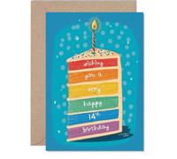 Tarjeta divertida de 14 cumpleaños, celebra a todo color