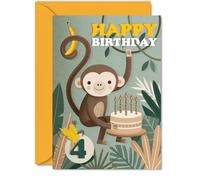 Tarjeta divertida de 4º cumpleaños, diversión de la selva para su gran día