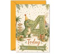 Tarjeta divertida de 4º cumpleaños, vibras de fiesta rugiendo