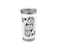 Tarjeta divertida de Alaska Malamute de la reina de corazones con diseño de perro pop art Vaso térmico de acero inoxidable de doble pared