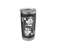 Tarjeta divertida de Alaska Malamute de la reina de corazones con diseño de perro pop art Vaso térmico de acero inoxidable de doble pared