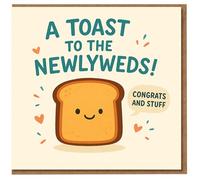 Tarjeta divertida de boda con texto en inglés "A Toast to the Newlyweds" - Bonita tarjeta de felicitación para parejas recién casadas
