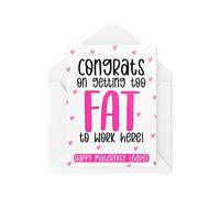 Tarjeta divertida de licencia de maternidad | Felicidades por conseguir demasiado gordo para trabajar aquí | Tarjetas Tarjeta divertida de embarazo Mamá para dejar el trabajo colega | CBH908