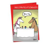 Tarjeta divertida de NobleWorks para San Valent n: Tarjeta de San Valent n con sobre y dise o de amor animal - Relaciones de unicornio C3158VDG