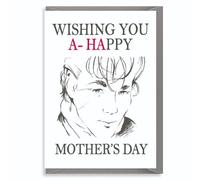 Tarjeta divertida para el día de la madre, cumpleaños con texto "A-Ha Wishing you A-Happy Mother's Day M106"