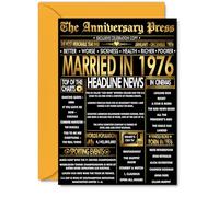 Tarjeta dorada de 49 aniversario para hombres y mujeres, periódico dorado casado en 1976, tarjeta de aniversario de boda de 49 años para compañero, marido, pareja, esposa, tarjetas de felicitación de
