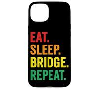 Tarjeta Eat Sleep Bridge Repeat con diseño de arcoíris Carcasa para iPhone 15 Plus