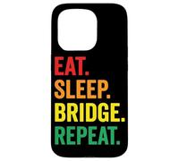 Tarjeta Eat Sleep Bridge Repeat con diseño de arcoíris Carcasa para iPhone 15 Pro