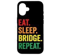 Tarjeta Eat Sleep Bridge Repeat con diseño de arcoíris Carcasa para iPhone 16