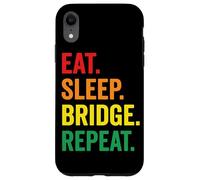 Tarjeta Eat Sleep Bridge Repeat con diseño de arcoíris Carcasa para iPhone XR