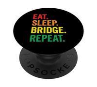 Tarjeta Eat Sleep Bridge Repeat con diseño de arcoíris PopSockets PopGrip Adhesivo