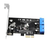 Tarjeta elevadora PCI-e a 2 puertos, 19 pines, USB 3,0, adaptador convertidor de tarjeta PCI Express interno Dual de 20 pines para ordenador, supervelocidad