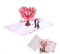 Tarjeta emergente de árbol de amor, árbol de corazones en 3D, tarjeta de boda para esposa, novia, pareja, billet romántico para decir te quiero, regalo para San Valentín, boda, cumpleaños, día de la