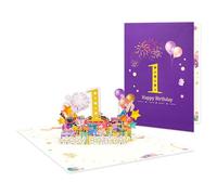 Tarjeta emergente de celebración con pirotecnia funcional, tarjeta de felicitación emergente para cumpleaños, celebración de cumpleaños