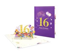 Tarjeta emergente de celebración con pirotecnia funcional, tarjeta de felicitación emergente para cumpleaños, celebración de cumpleaños