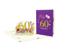 Tarjeta emergente de celebración con pirotecnia funcional, tarjeta de felicitación emergente para cumpleaños, celebración de cumpleaños