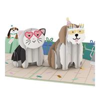 Tarjeta emergente de cumplea?os con gatos y perros de Lovepop: dise?o 3D hecho a mano