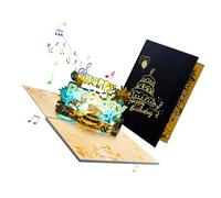 Tarjeta emergente de cumpleaños creativa con sobre, hecha a mano, con luz musical, tarjeta de felicitación plegable, postal de cumpleaños para adultos