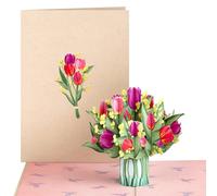 Tarjeta emergente de Lovepop Everyday para ella y para l - Tarjetas de felicitacin de primavera 3d para nios Men Mujeres - Tulipanes alegres - 5 ""