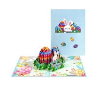 Tarjeta emergente de Pascua - Diseño de papel de huevo de conejo 3D, recuerdo de festival de primavera, tarjeta de felicitación decorativa | Familia, parejas, padres, niños, regalo de agradecimiento