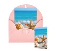 Tarjeta en blanco de 10 x 15 cm, tarjeta de feliz cumpleaños con sobres, conchas de playa, estrellas de mar, tarjetas de felicitación para todas las ocasiones, tarjetas pensando en ti, tarjetas para