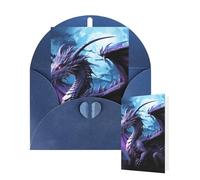 Tarjeta en blanco de 10 x 15 cm, tarjeta de feliz cumpleaños con sobres, dragón morado, luna, tarjetas de felicitación para todas las ocasiones, tarjetas pensando en ti, tarjetas para invitaciones de