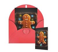 Tarjeta en blanco de 10 x 15 cm, tarjeta de feliz cumpleaños con sobres, hombre de jengibre sobre tablero de madera, tarjetas de felicitación para todas las ocasiones, tarjetas pensando en ti