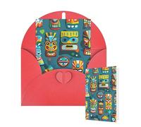 Tarjeta en blanco de 10 x 15 cm, tarjeta de feliz cumpleaños con sobres, patrón de máscara tiki colorida, tarjetas de felicitación para todas las ocasiones, tarjetas pensando en ti, tarjetas para