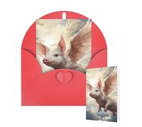 Tarjeta en blanco de 10 x 15 cm, tarjeta de feliz cumpleaños con sobres, tarjetas de felicitación con patrón de cerdo volador para todas las ocasiones, tarjetas pensando en ti, tarjetas para