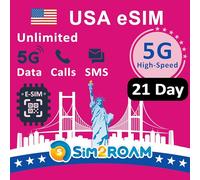 Tarjeta eSIM prepaga en EE. UU|Datos de Internet 5G/4G ilimitados en Estados Unidos (Hawaii incluidos)+5 GB de datos 5G/4G en Canadá y México|Llamadas y SMS ilimitados |Recargable (21 días)